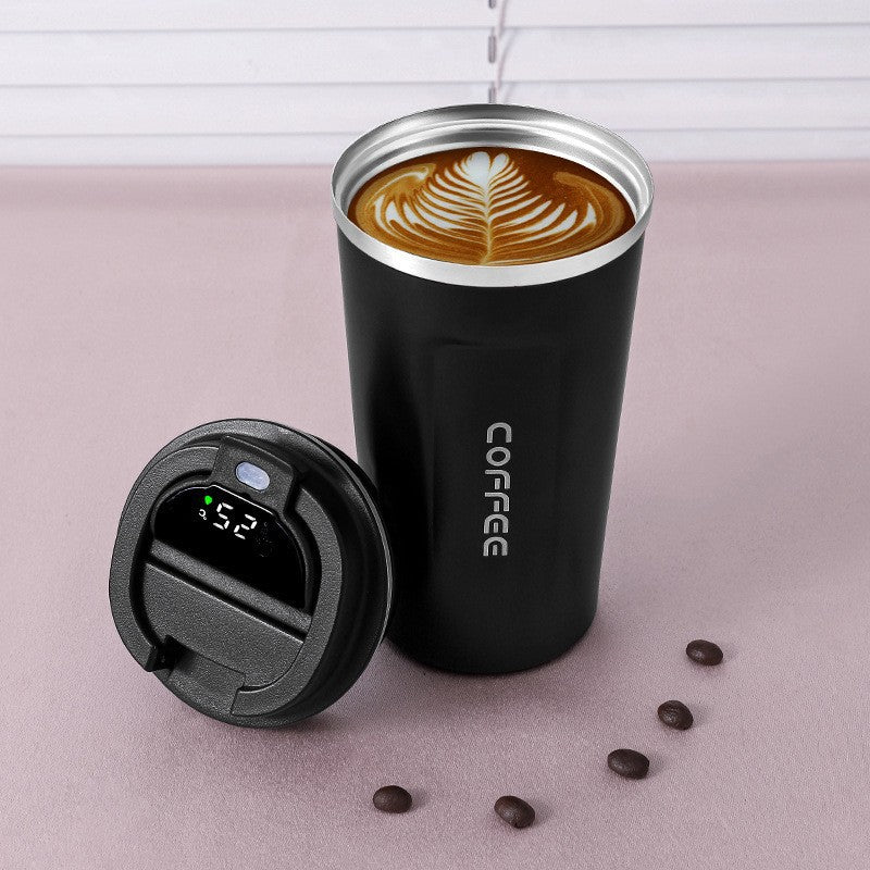 LED temperature display lid on a 380ml insulated coffee tumbler