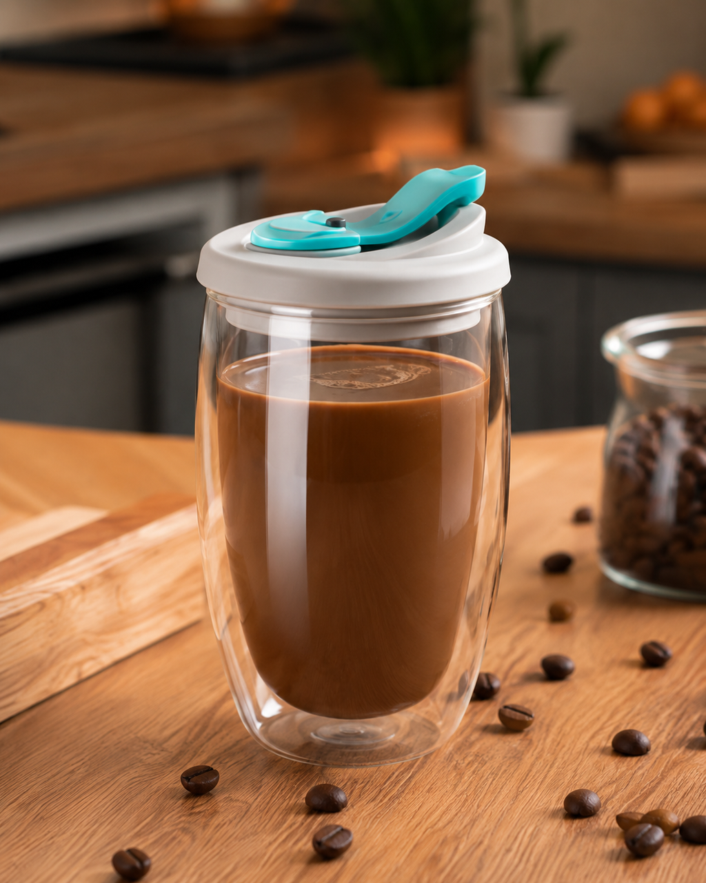 Brown portable tea  tumbler blue lids portable glass tea bottle for loose-leaf tea