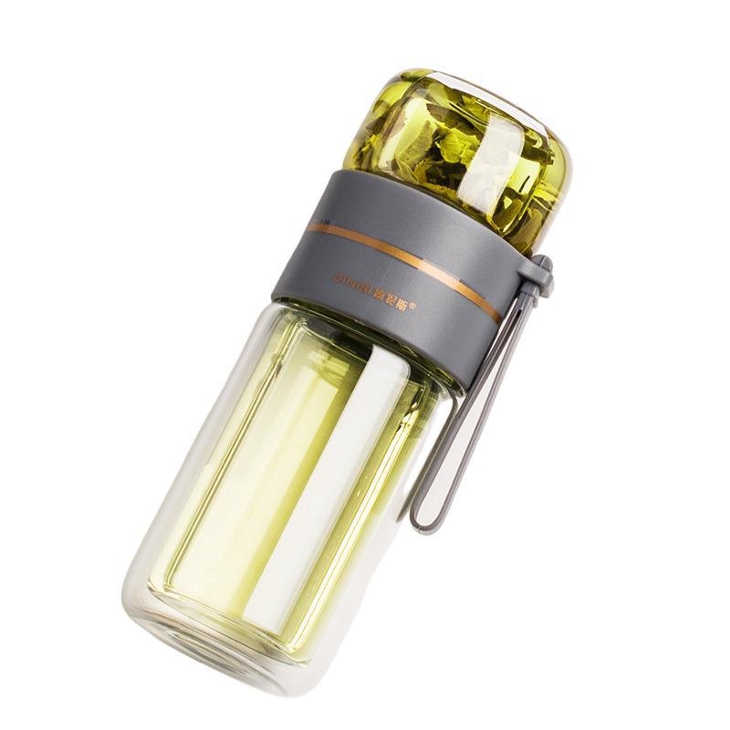 New tea and water separation glass double-layer portable office tea cup