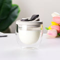Double-layer insulated coffee cup with silicone lid juice transparent glass egg-shaped cup handy cup