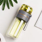 New tea and water separation glass double-layer portable office tea cup