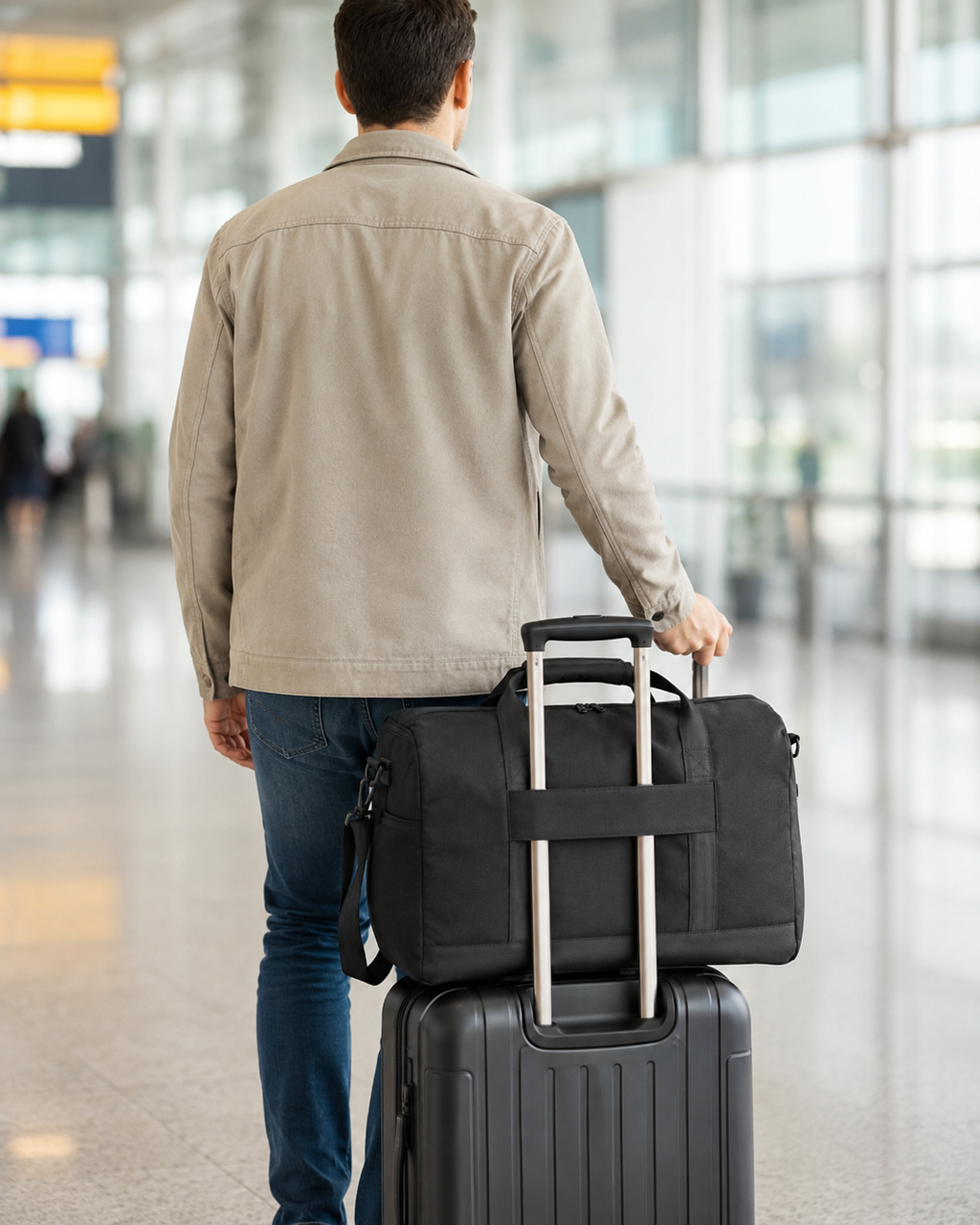 Compact foldable travel bag folded for easy storage