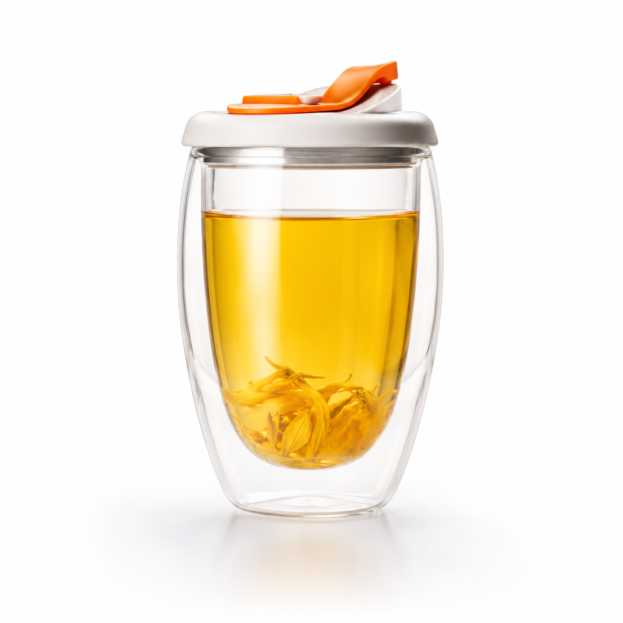 Double wall glass tea infuser bottle with tea-water separation design, 400ml