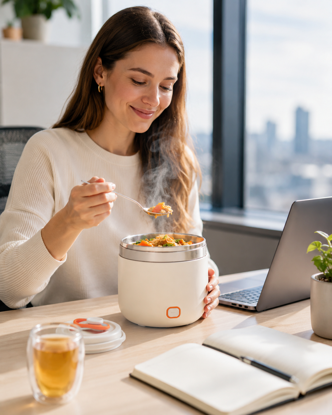 Electric lunch box with removable stainless-steel food container