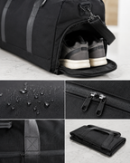 Foldable duffel bag with adjustable shoulder strap