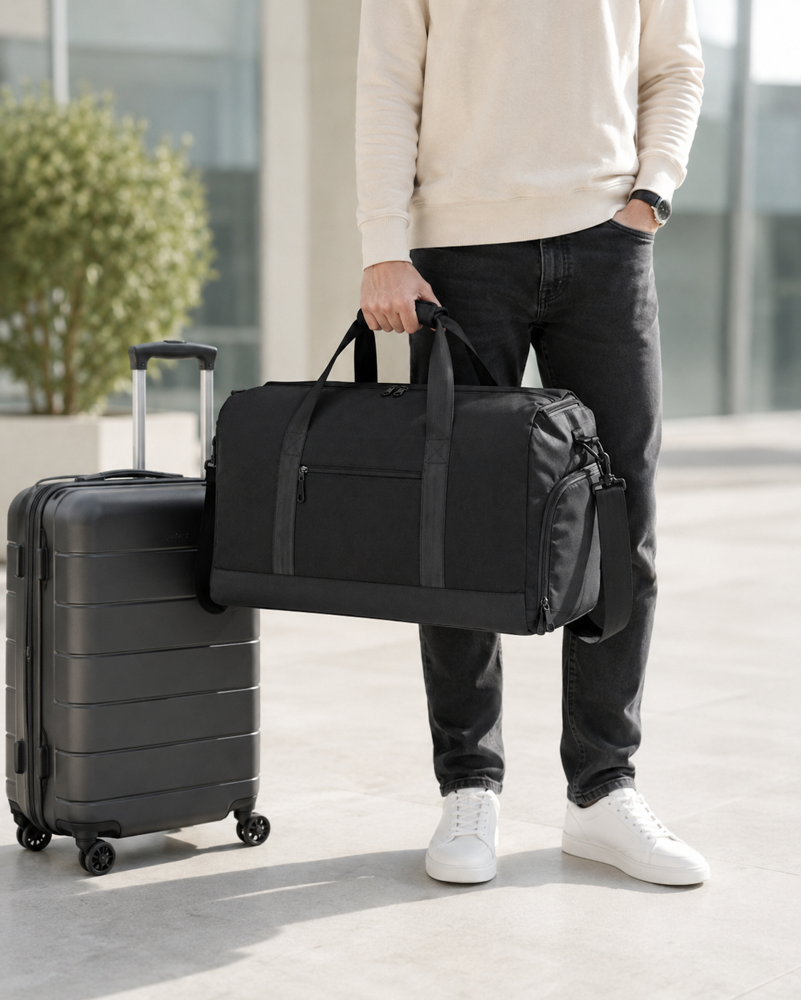 Large packable weekender bag with spacious interior
