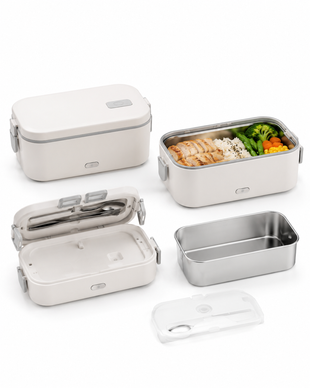 Electric lunch box food warmer with separate meal compartments
