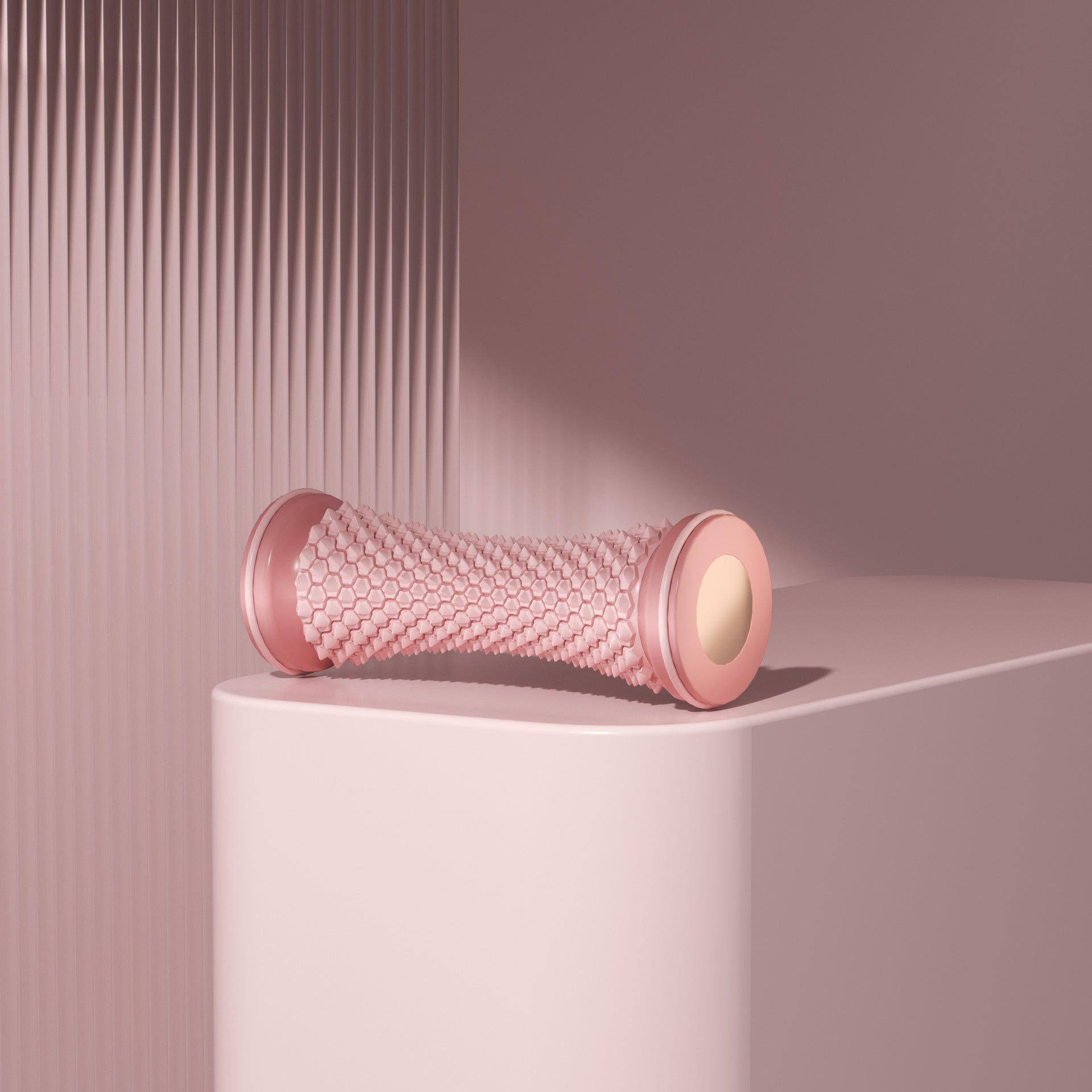 Foot massage roller used during a yoga recovery routine