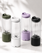 Rechargeable portable blender making a fruit smoothie