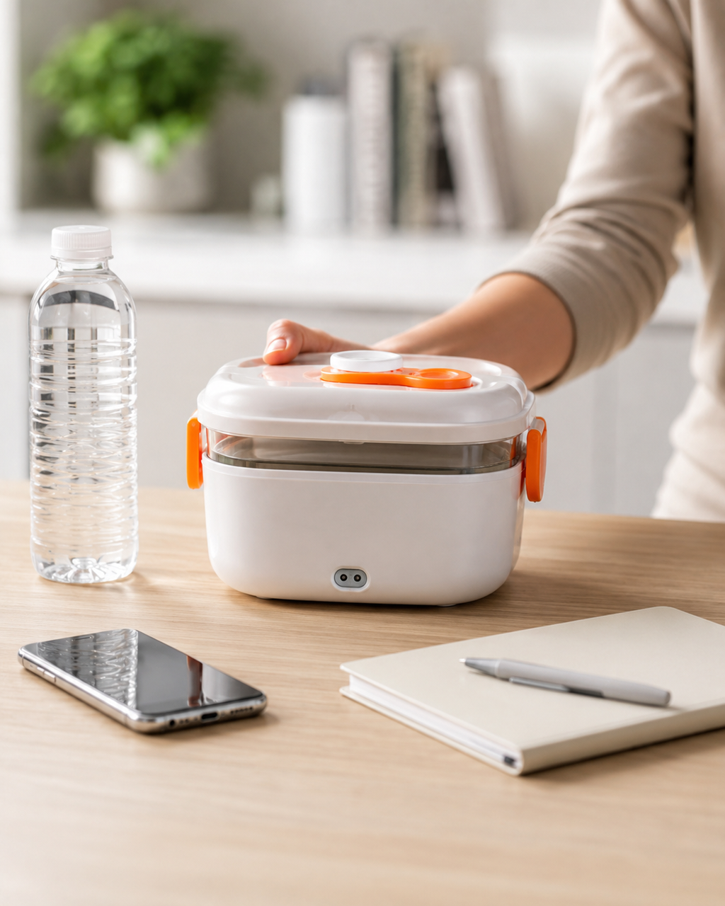 Portable heated lunch box with secure lid