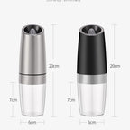 Two pepper mills with dimensions labeled on a white background
