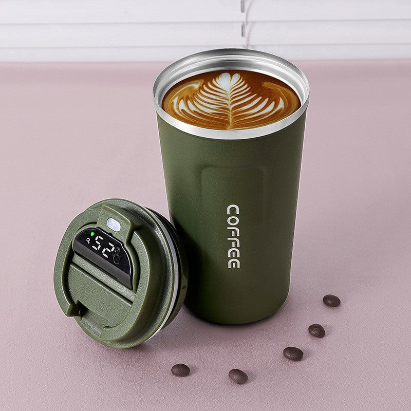 Stainless steel interior of smart insulated coffee tumbler