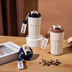 Touch temperature display lid on a smart coffee tumbler