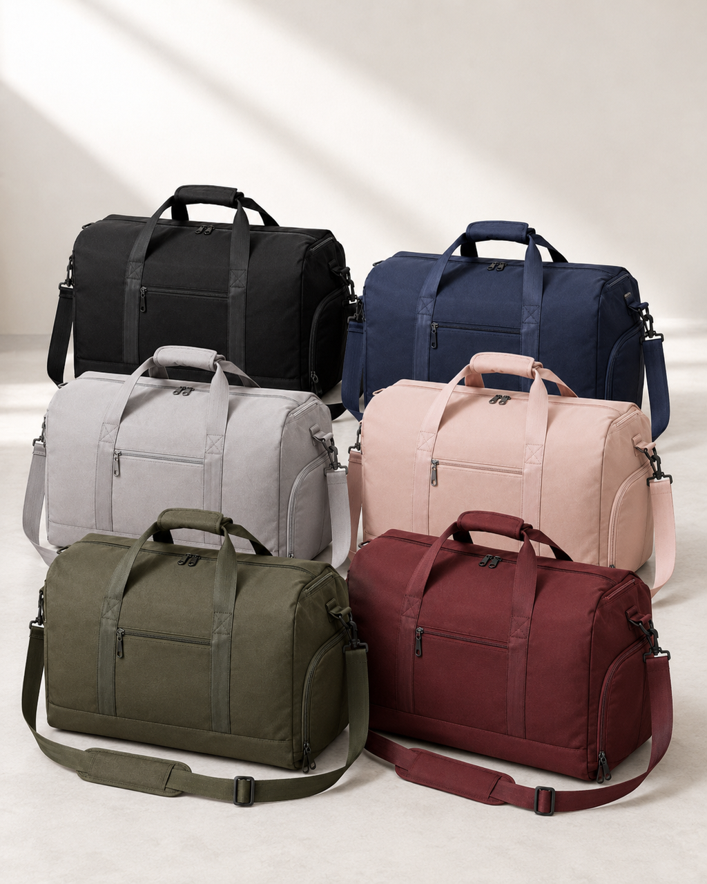 Foldable travel duffel bag with sleeve for suitcase handle