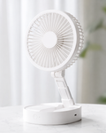 Foldable portable desk fan with rechargeable USB power for home and travel