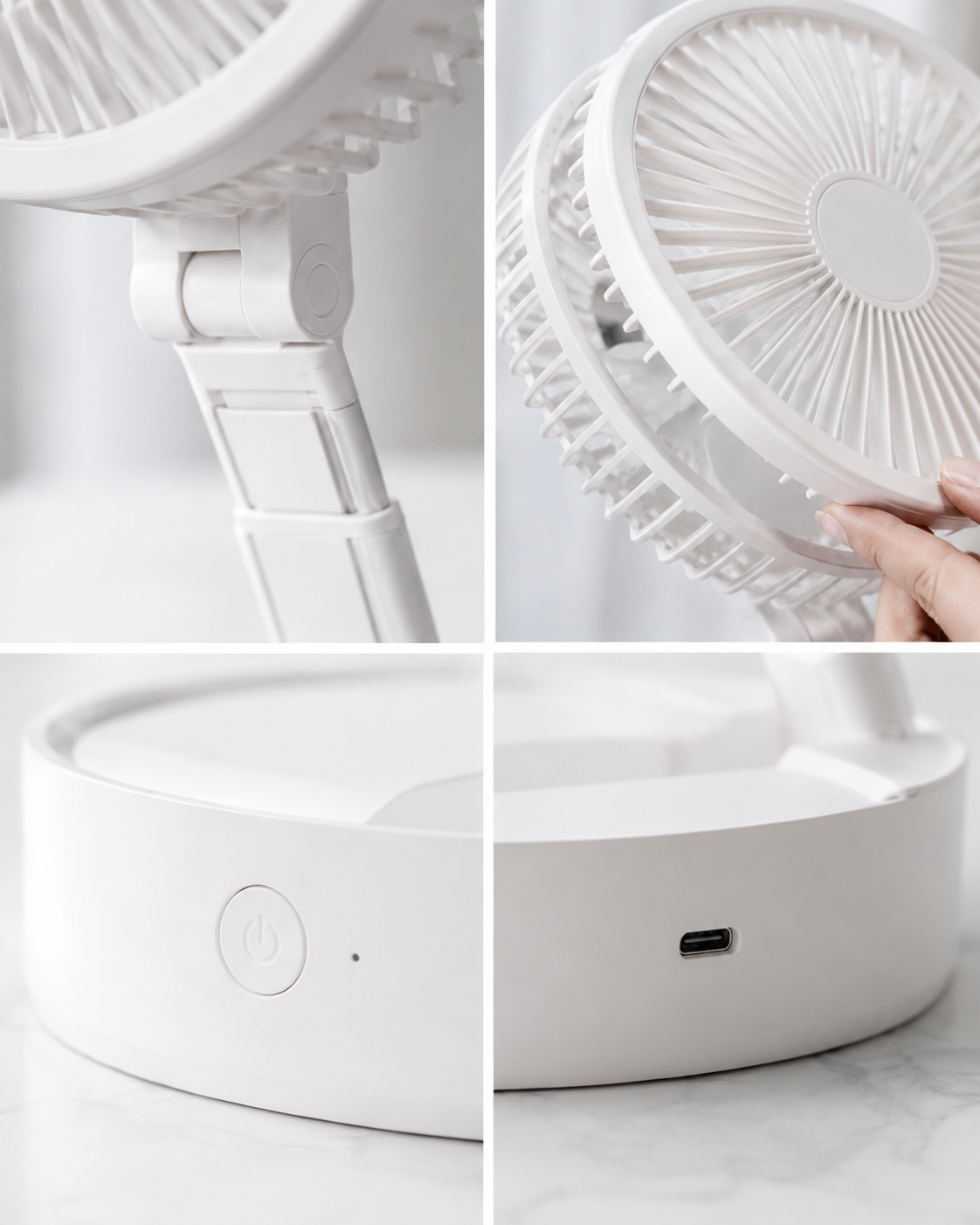 Rechargeable travel desk fan packed for a summer trip